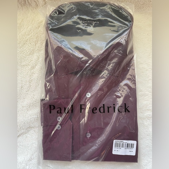 Paul Fredrick‎ Men’s Collar Dress Shirt 20-35 Burgundy Classic Fit New - Picture 1 of 5